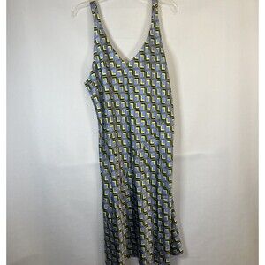 Wildfang The Empower Satin Slip Dress in Cubic Geometric Adjustable Large New